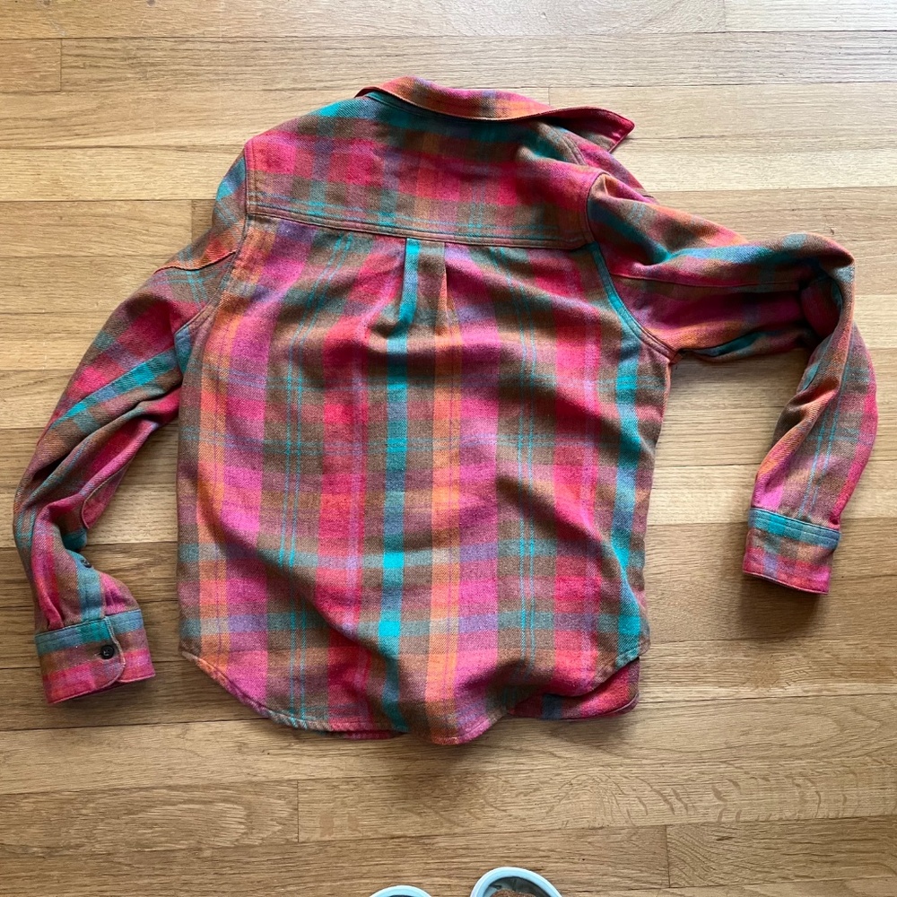 Toad & Co Plaid Flannel Shirt Pink Green Button Up Medium - Picture 4 of 4